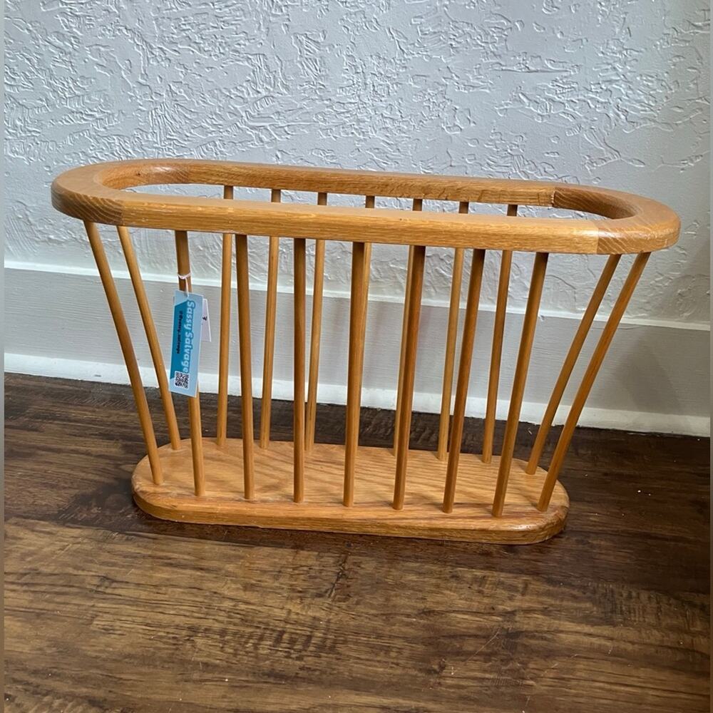 Vintage MCM Wooden Album Magazine Rack Holder